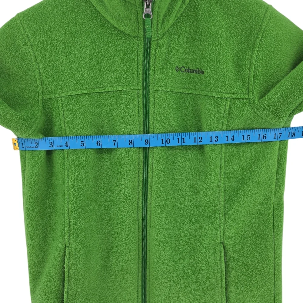 Columbia Green Fleece Jacket Girls Size Large Full Zip Front Zip Pockets